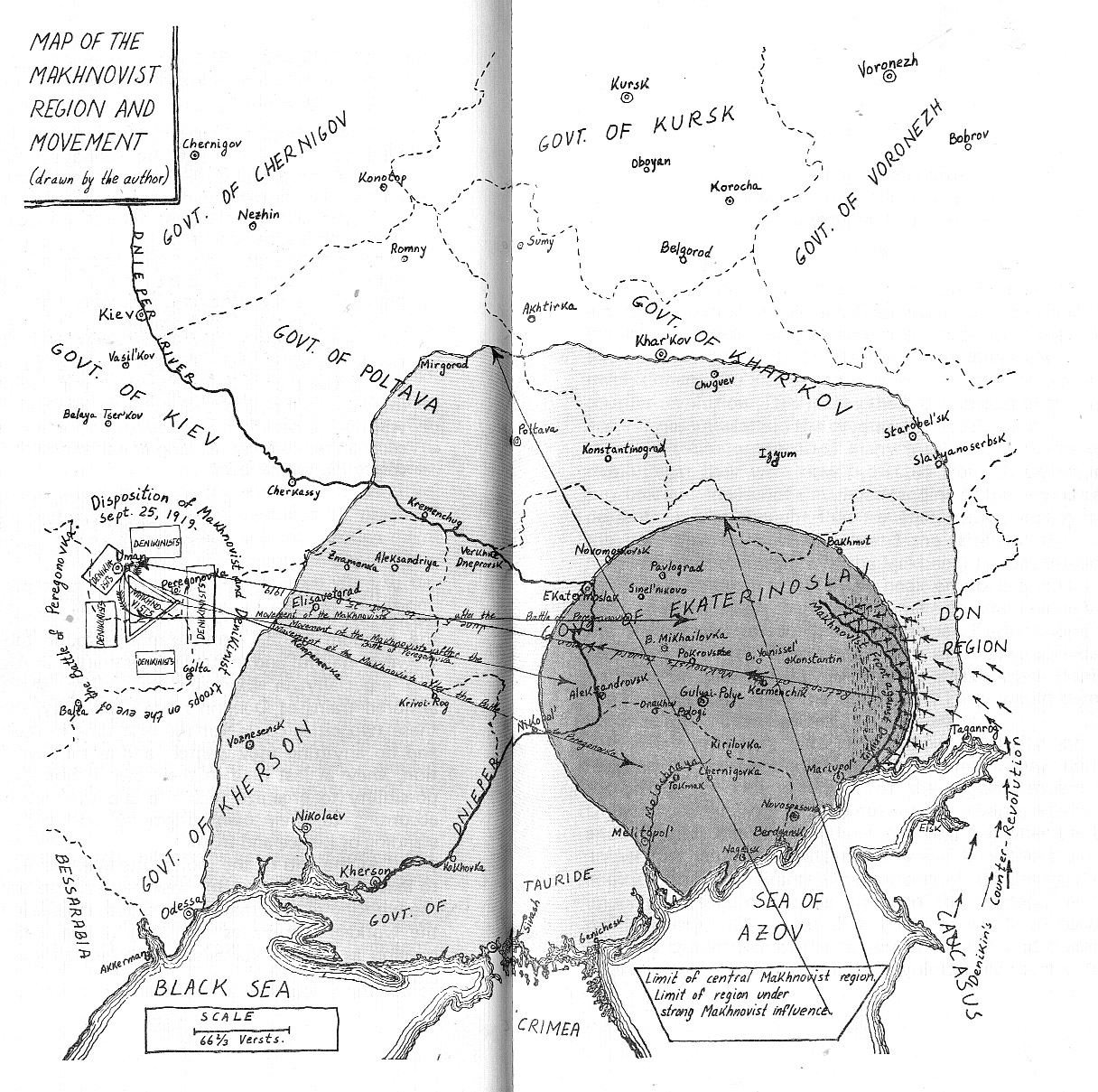 Map of the Makhnovist Region and Movement.